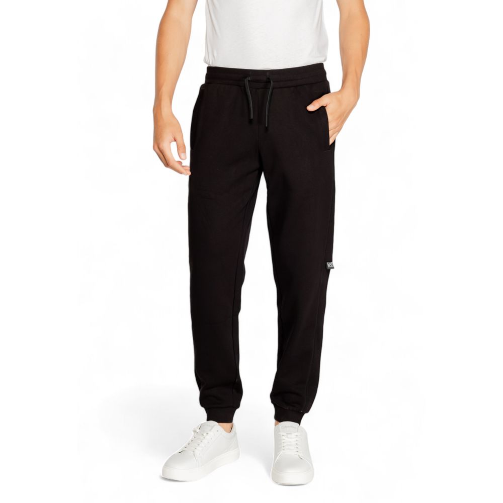EA7 Emporio Armani Black Cotton Joggers Workout Pant