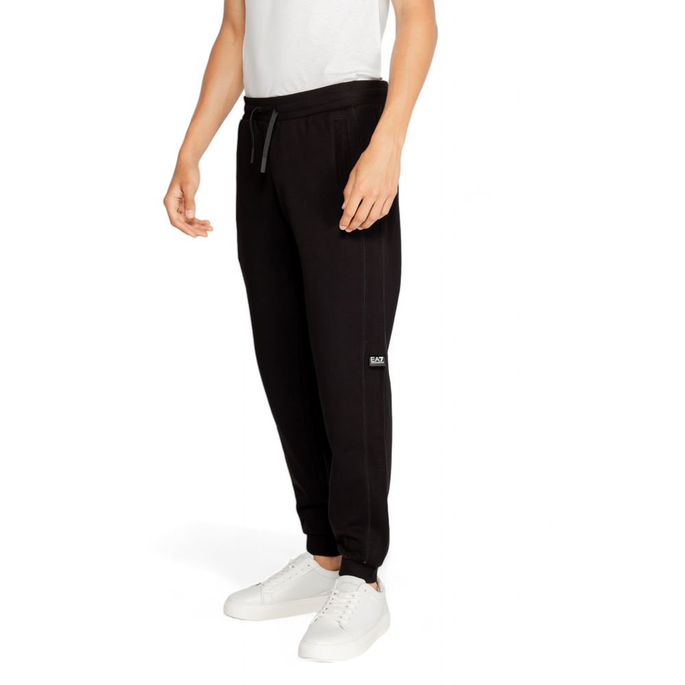 EA7 Emporio Armani Black Cotton Joggers Workout Pant