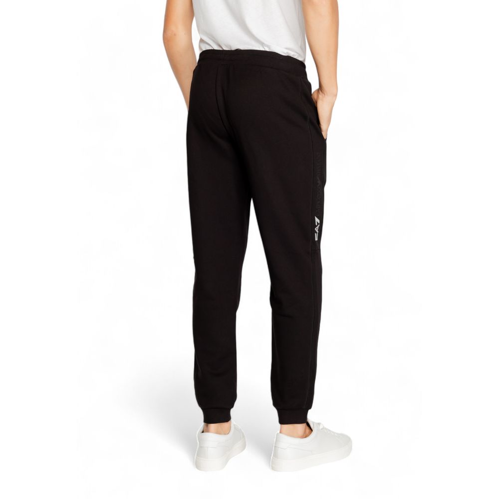 EA7 Emporio Armani Black Cotton Joggers Workout Pant