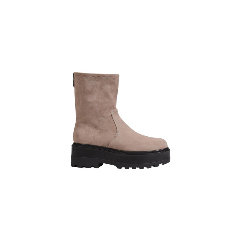 Calvin Klein Jeans Beige Recycled Polyester Ankle Boots