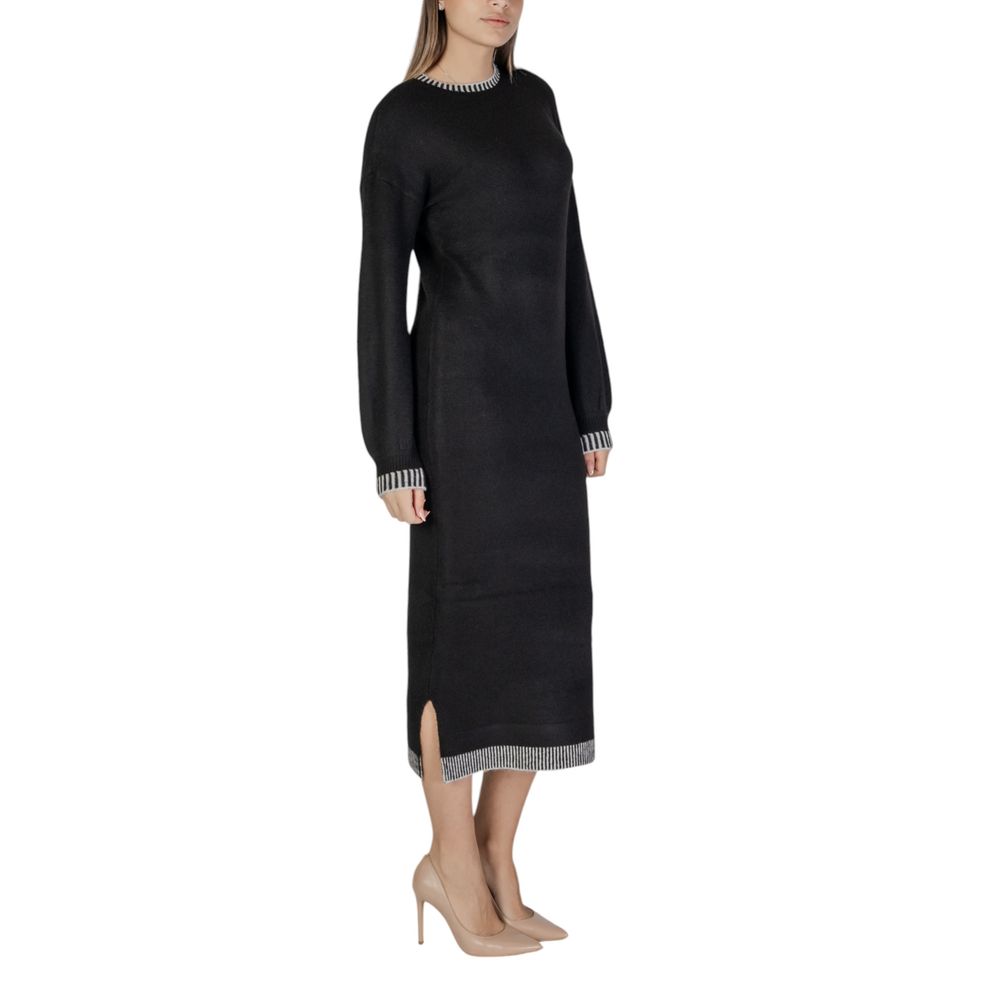 Vila Clothes Black Polyester Midi Dress