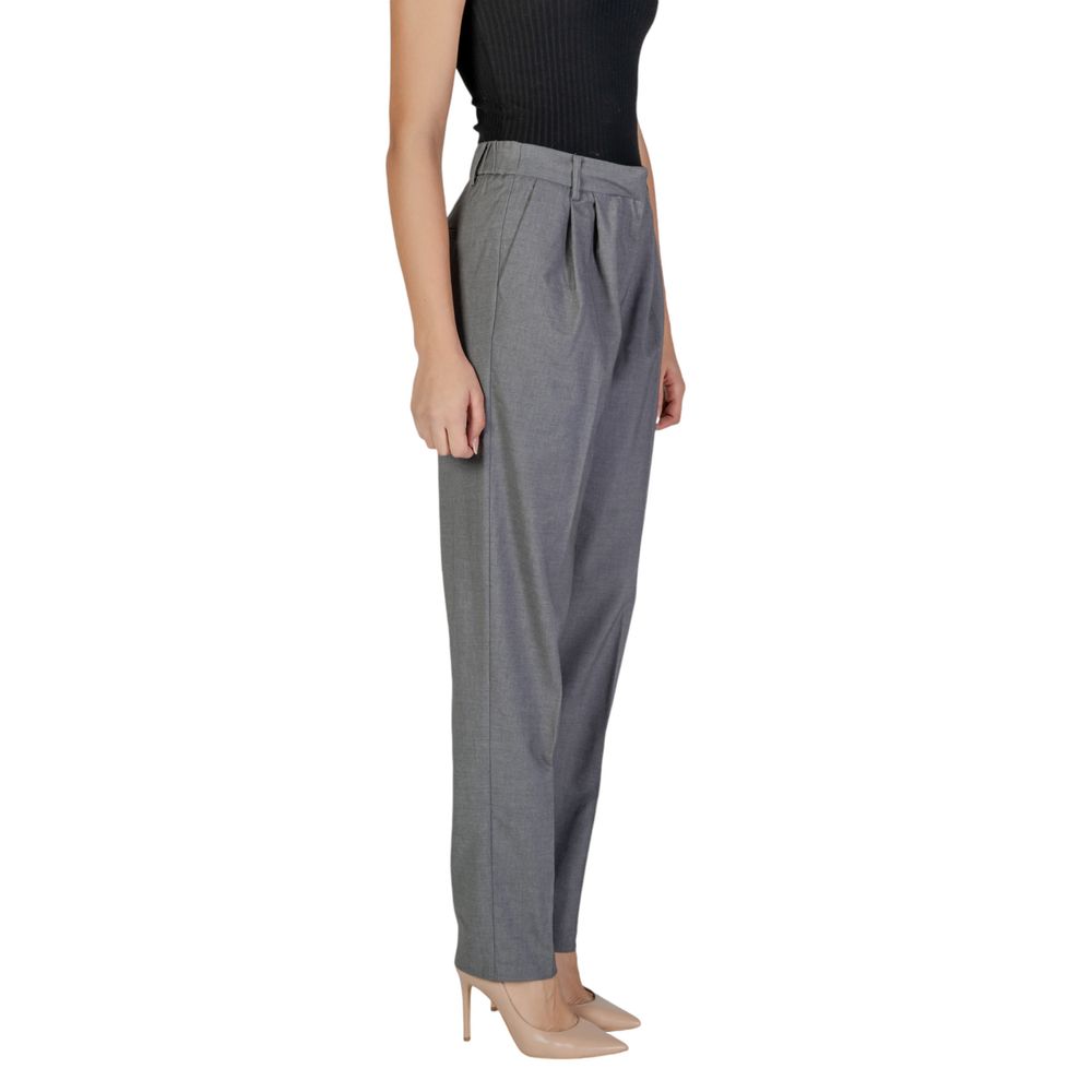 Vila Clothes Gray Polyester Casual Pants