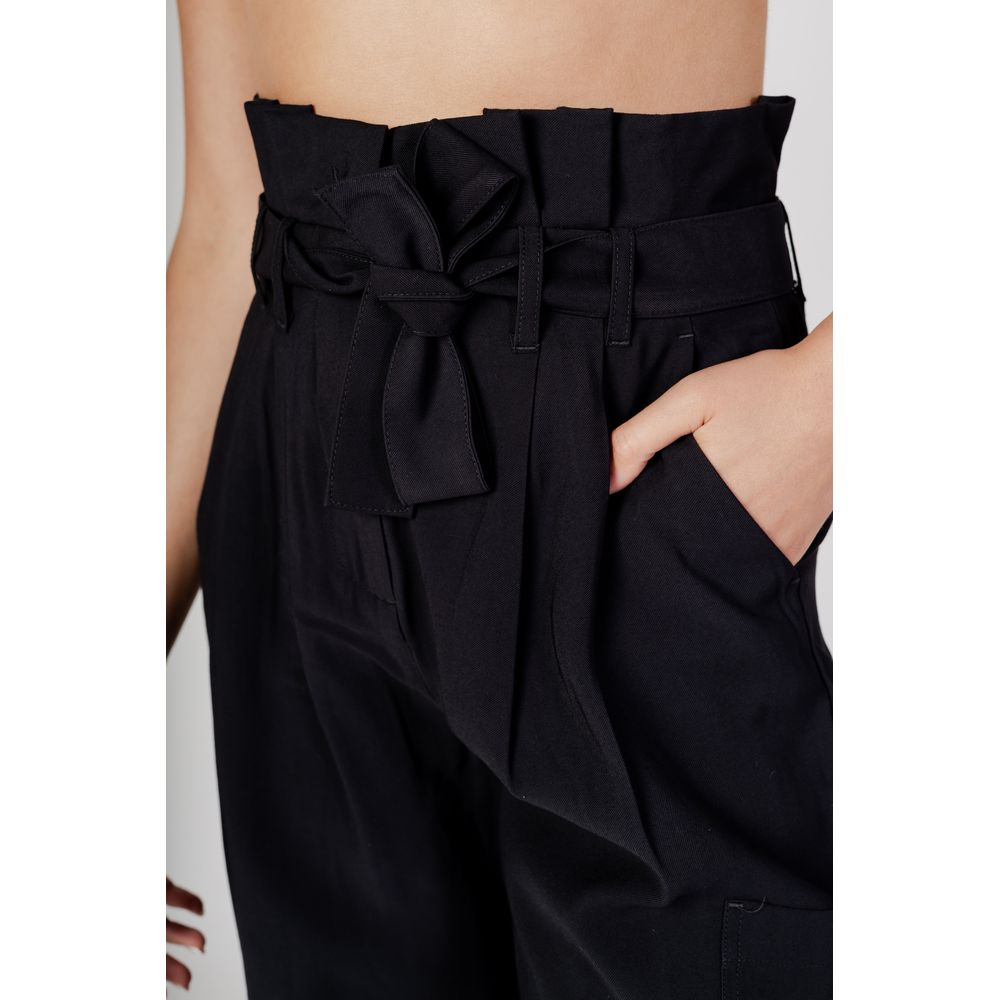 Vila Clothes Black Viscose Casual Pants