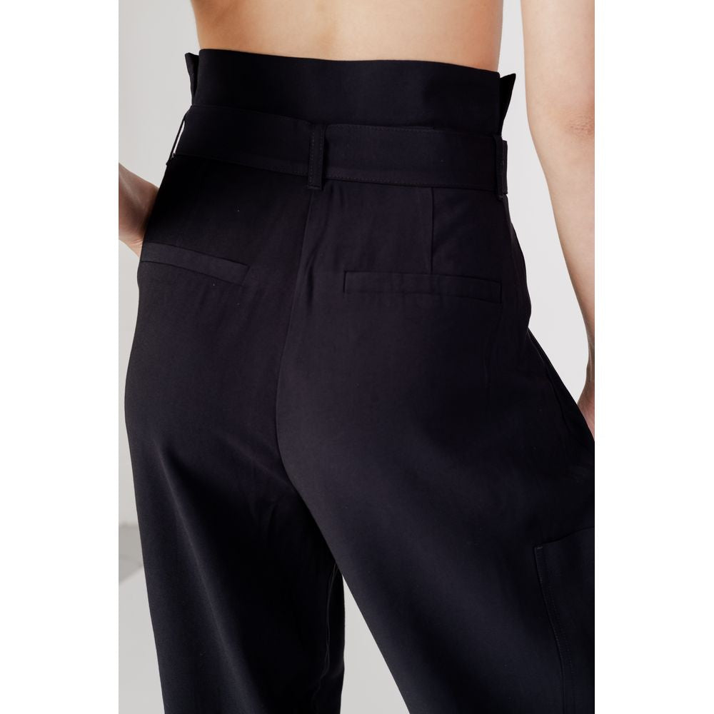 Vila Clothes Black Viscose Casual Pants