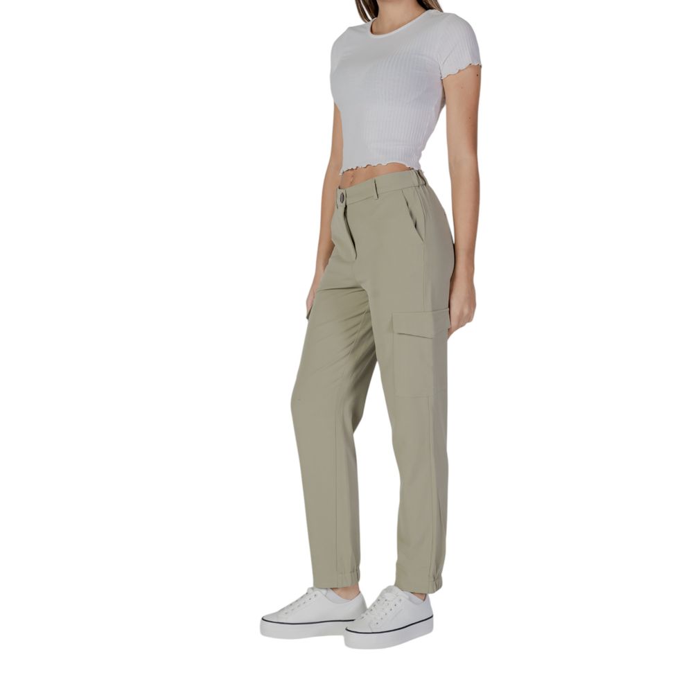 B.Young Green Polyester Cargo Pants