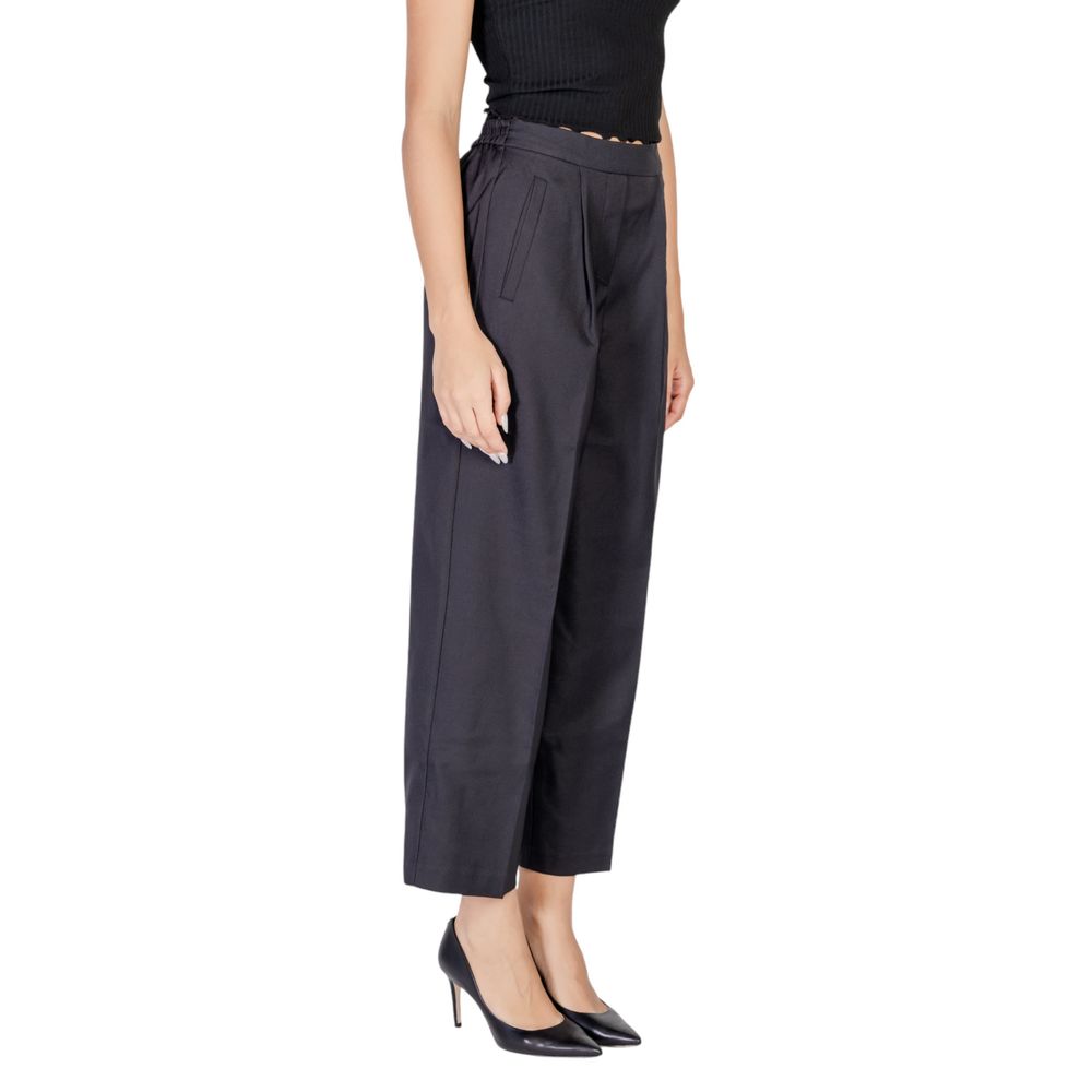 ICHI Black Polyester Casual Pants