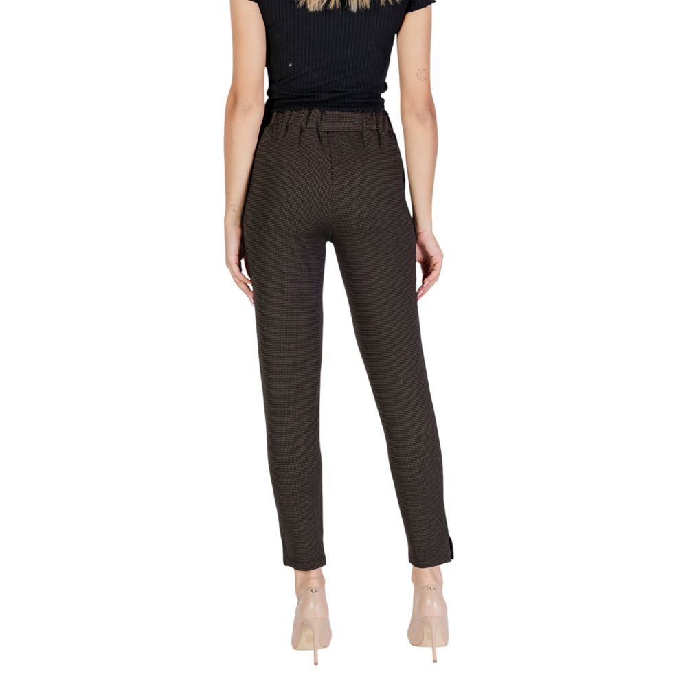 ICHI Brown Polyester Casual Pants