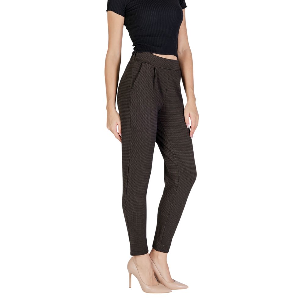 ICHI Brown Polyester Casual Pants