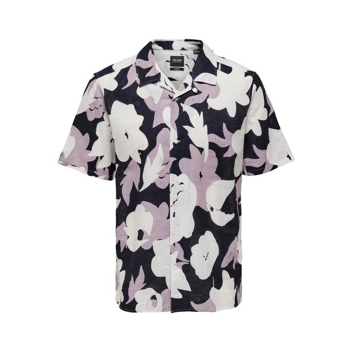 Only & Sons Purple Linen Shortsleeve Shirt