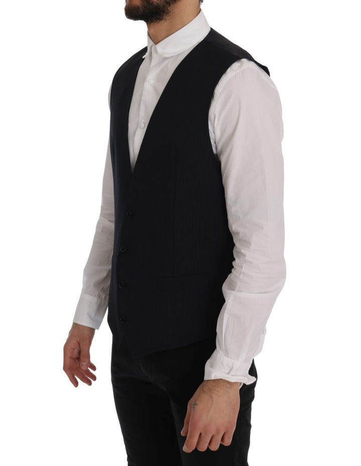 Dolce & Gabbana Black STAFF Wool Striped Vest