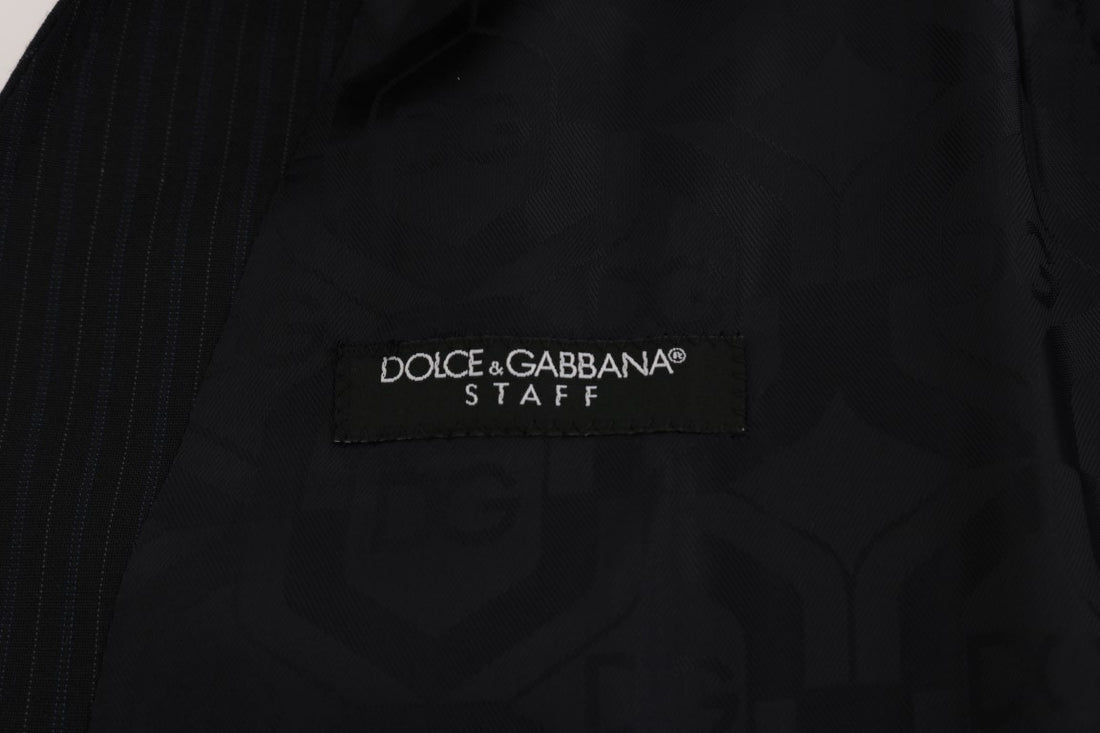 Dolce & Gabbana Black STAFF Wool Striped Vest