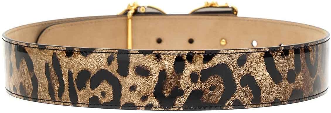 Dolce & Gabbana Polished Animal Print leather belt with DG Baroque buckle