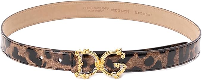 Dolce & Gabbana Polished Animal Print leather belt with DG Baroque buckle
