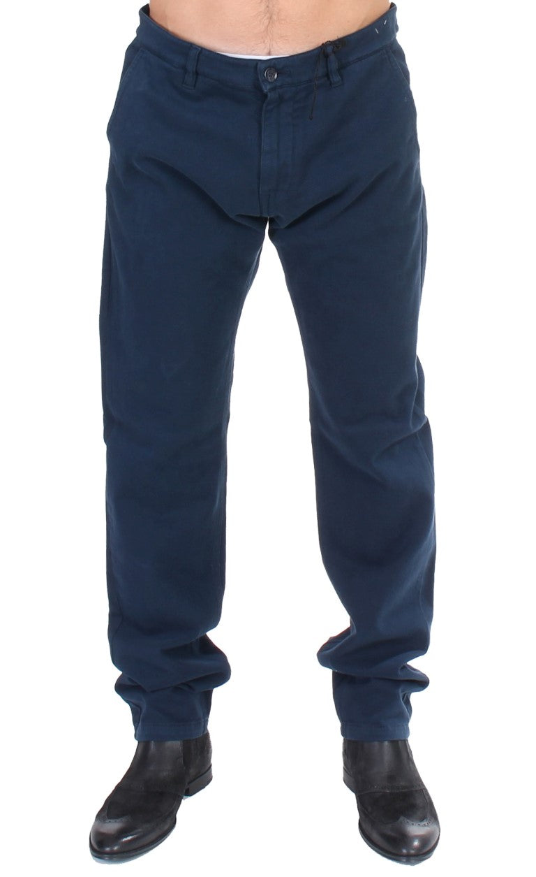 GF Ferre Blue Stretch Straight Fit Pants Chinos