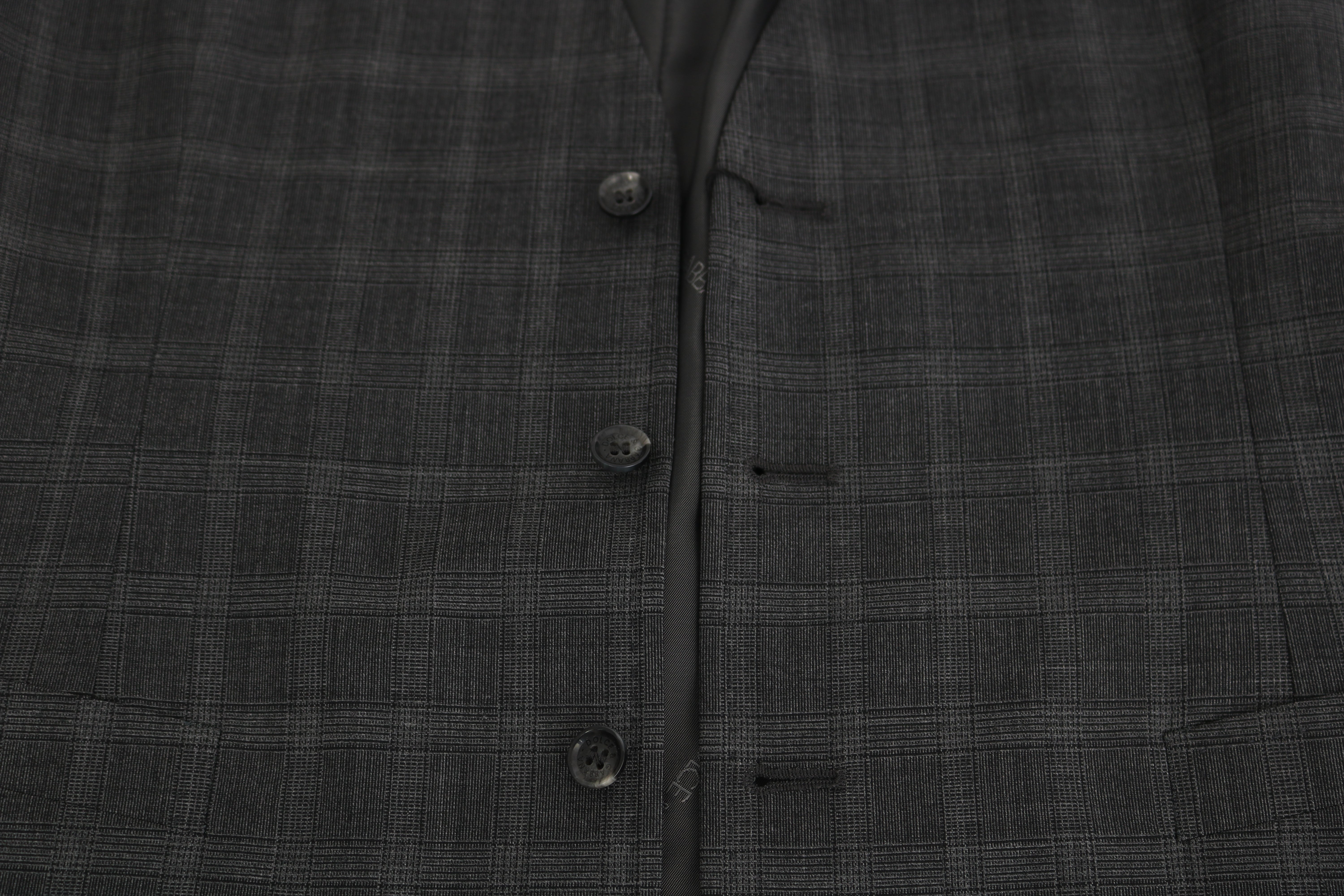 Dolce & Gabbana Gray Wool STAFF Checkered Stretch Vest