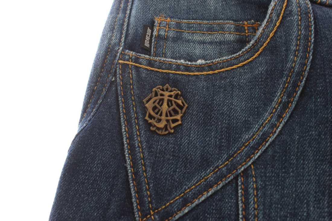 Cavalli Blue Cotton Stretch Low Waist Jeans