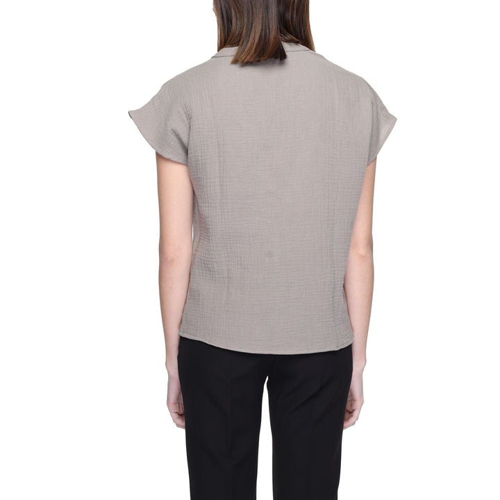 Jacqueline De Yong Beige Cotton Blouse