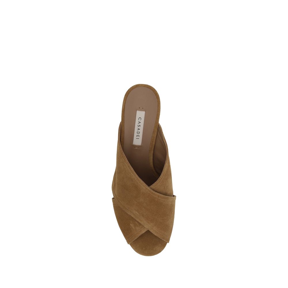 Casadei Brown Calf Leather Bos Taurus Platform Sandals