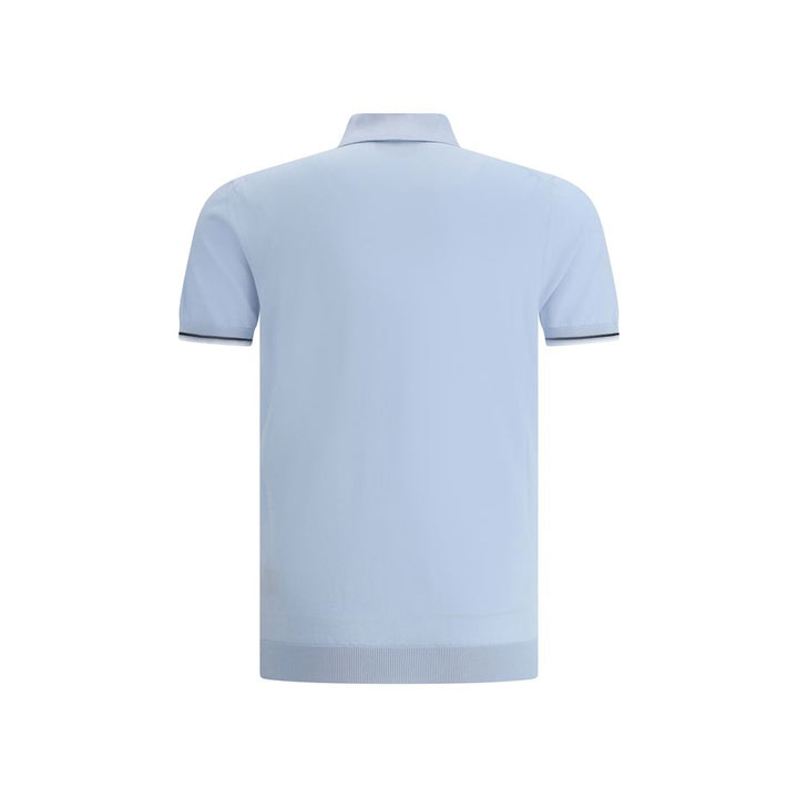 MooRER Blue Cotton Polo Shirt