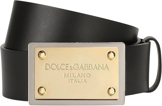 DOLCE & GABANNA Men's Lux leather belt with branded buckle Size 100/40