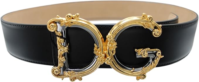 Dolce & Gabbana WOMEN'S Leather belt with baroque DG logo
