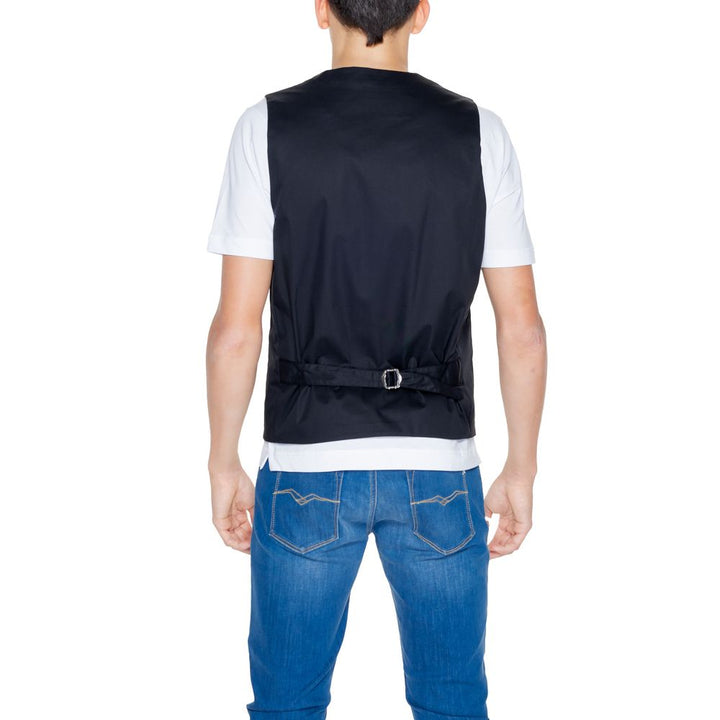Gianni Lupo Black Cotton Waistcoat