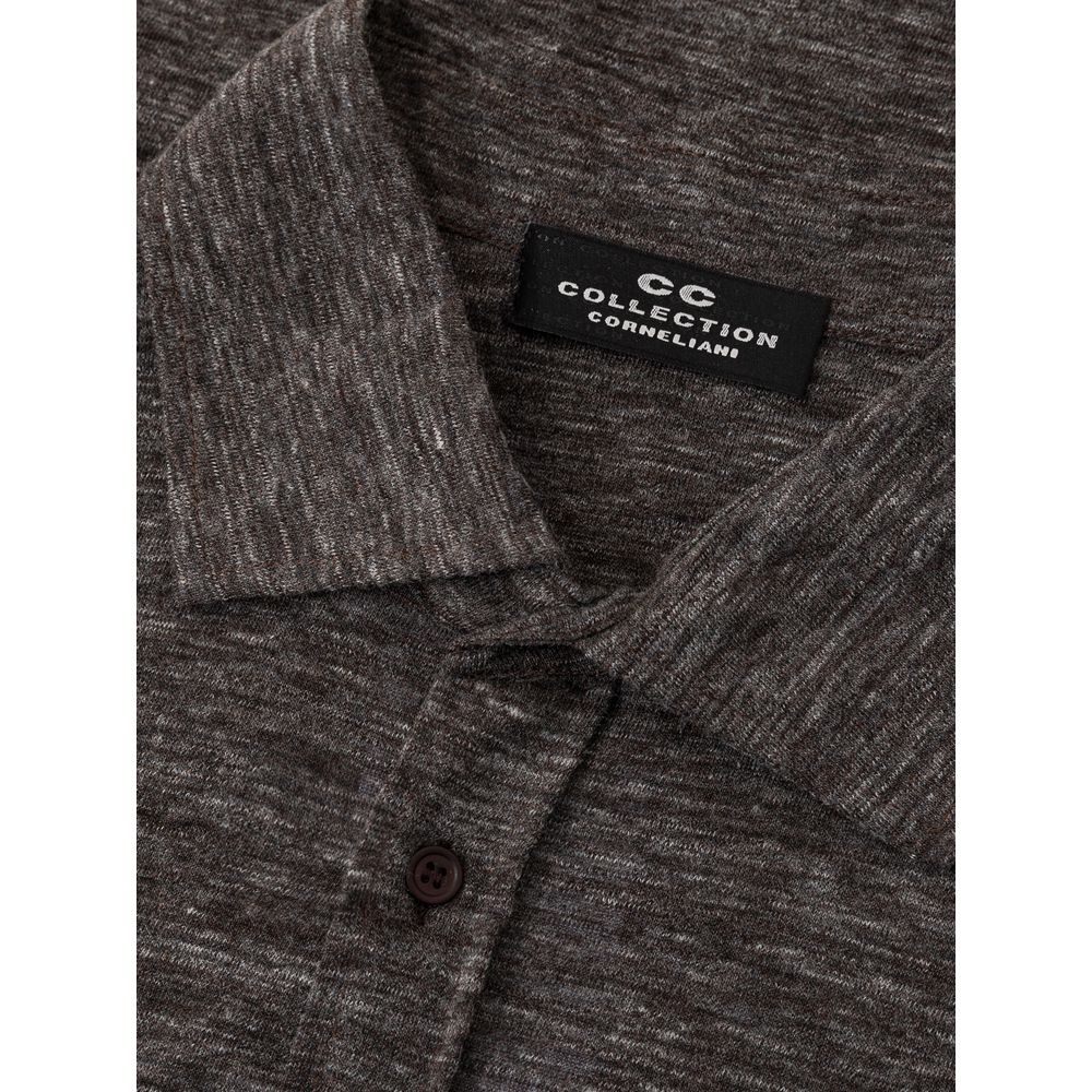 Corneliani Gray Wool Dress Shirt
