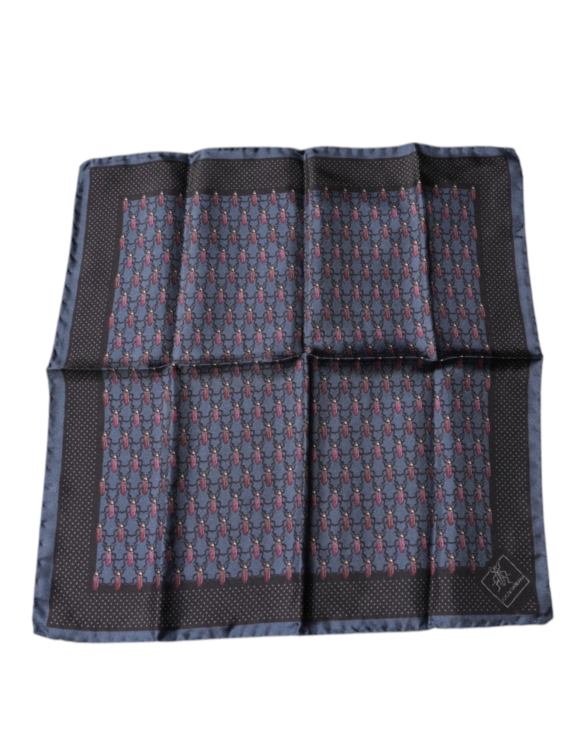 Dolce & Gabbana Dark Blue Beetle Square Handkerchief Scarf