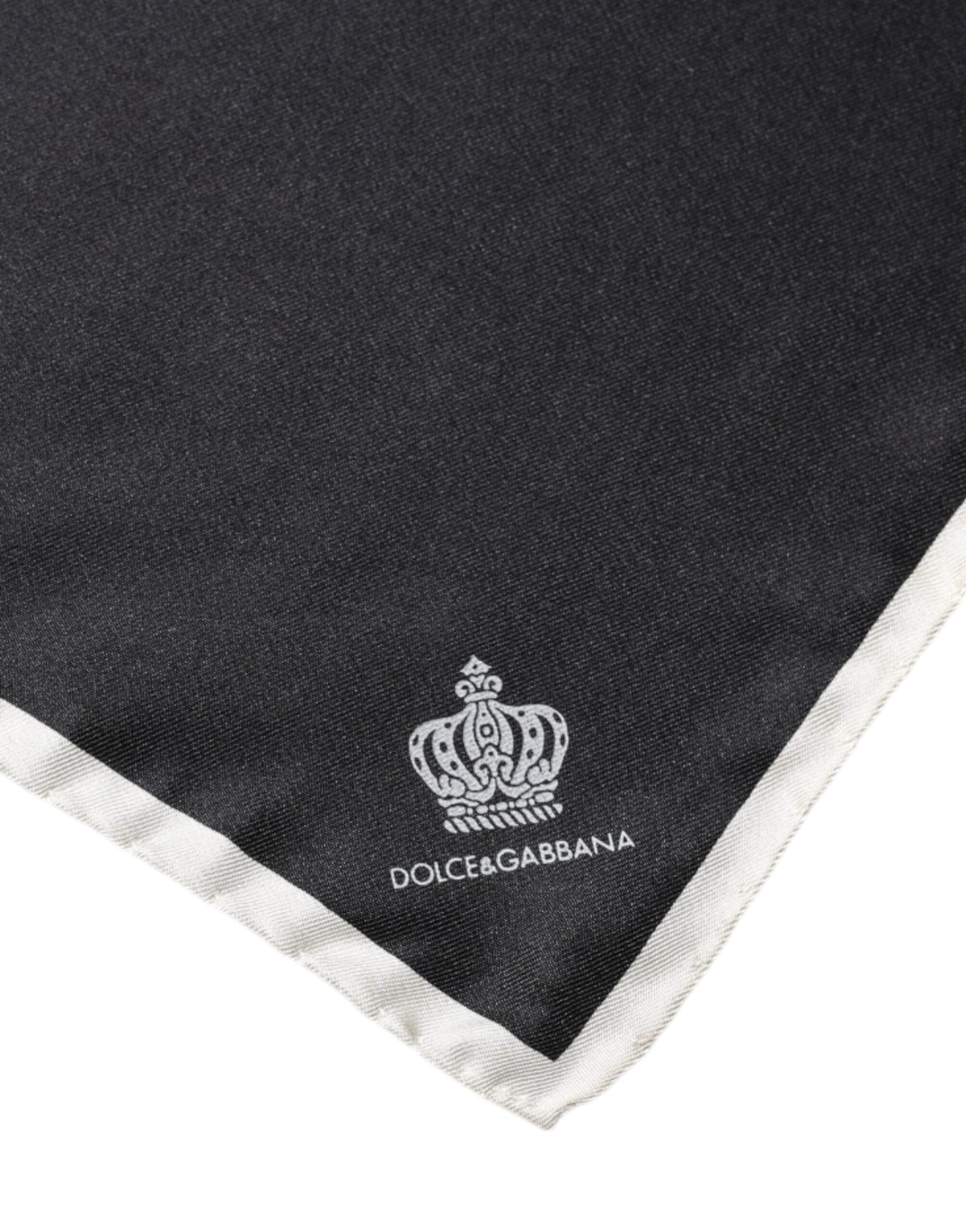 Dolce & Gabbana Black Crown Logo Square Handkerchief Scarf