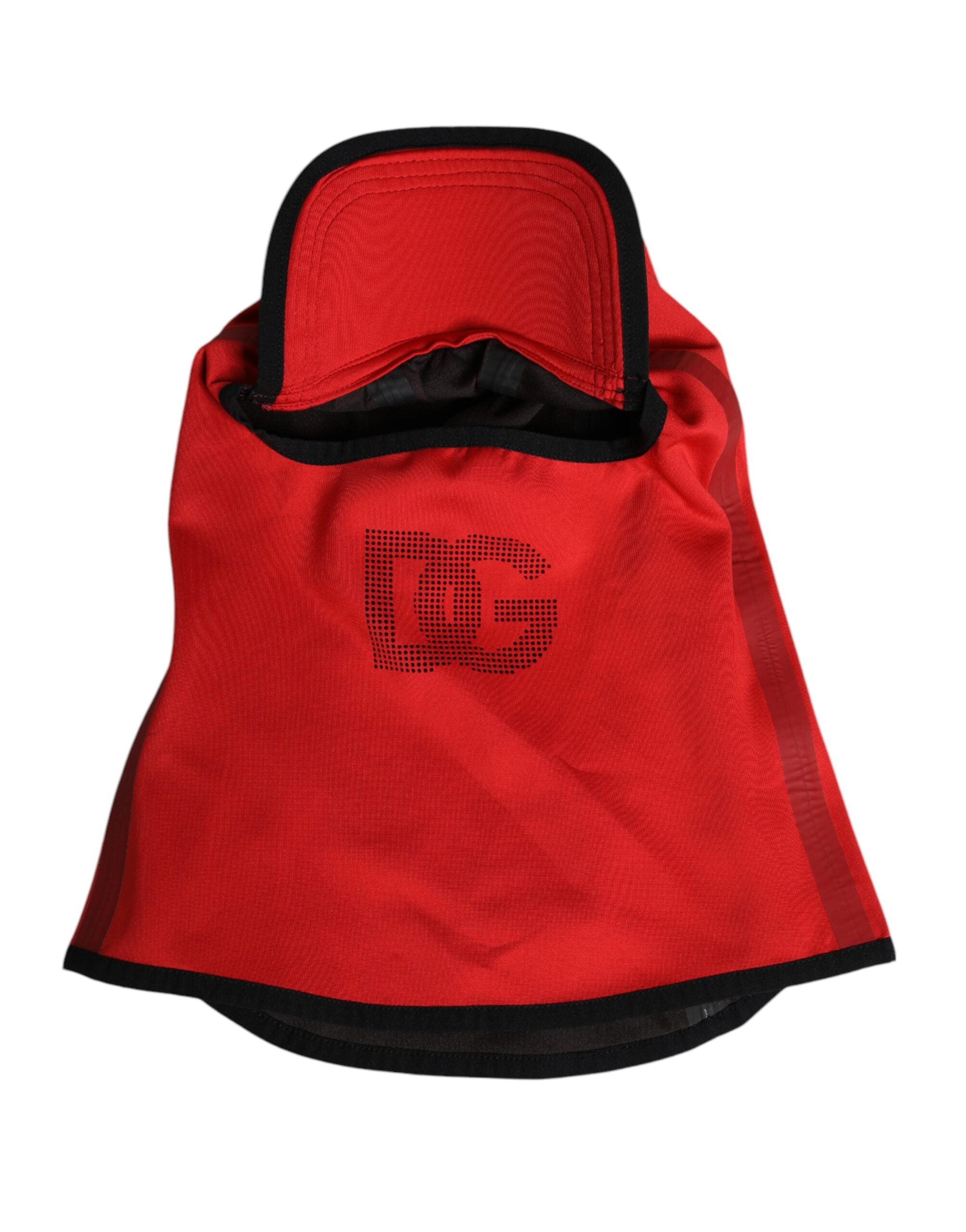 Dolce & Gabbana Red Logo Polyester Wide Brim Balaclava Hat
