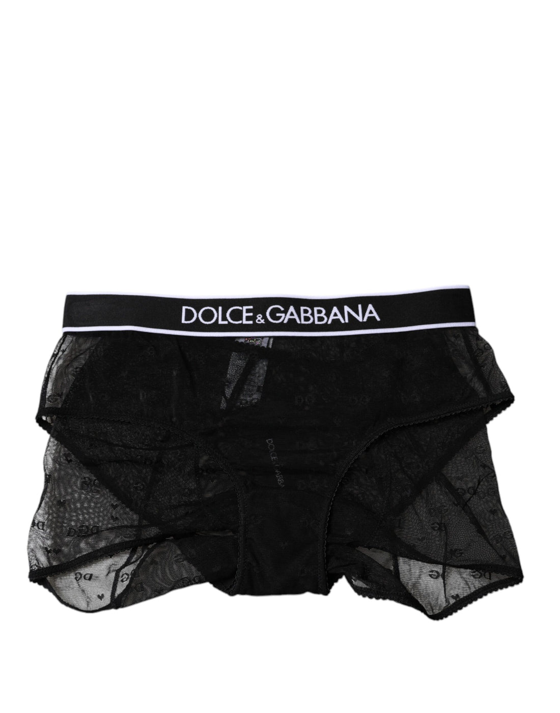 Dolce & Gabbana Black Tulle Nylon Mid Waist Panty Underwear