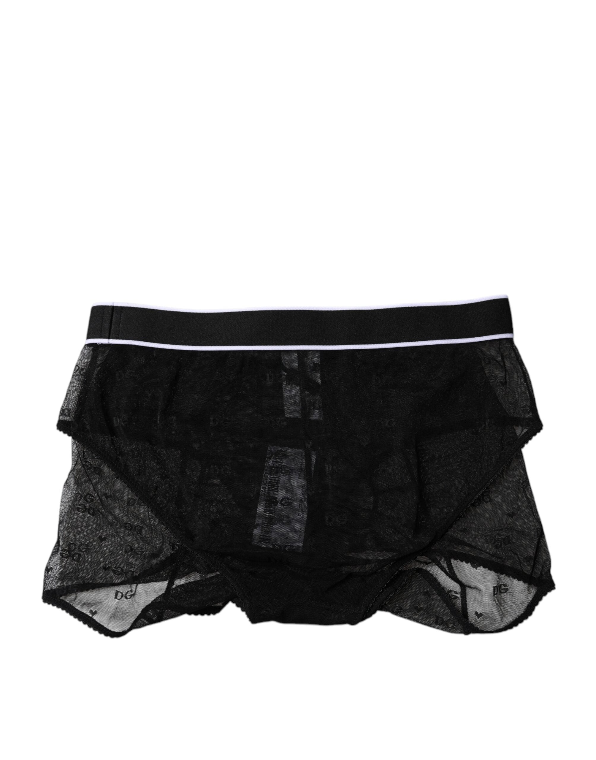 Dolce & Gabbana Black Tulle Nylon Mid Waist Panty Underwear