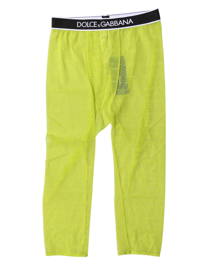 Dolce & Gabbana Green DG Logo Nylon Cropped Tights Underwear