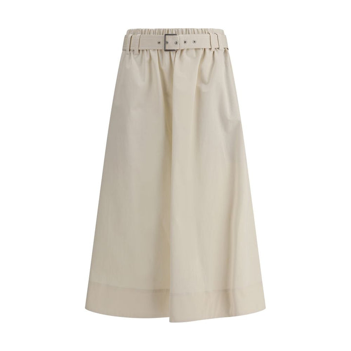 Brunello Cucinelli Cream Wide Long Skirt