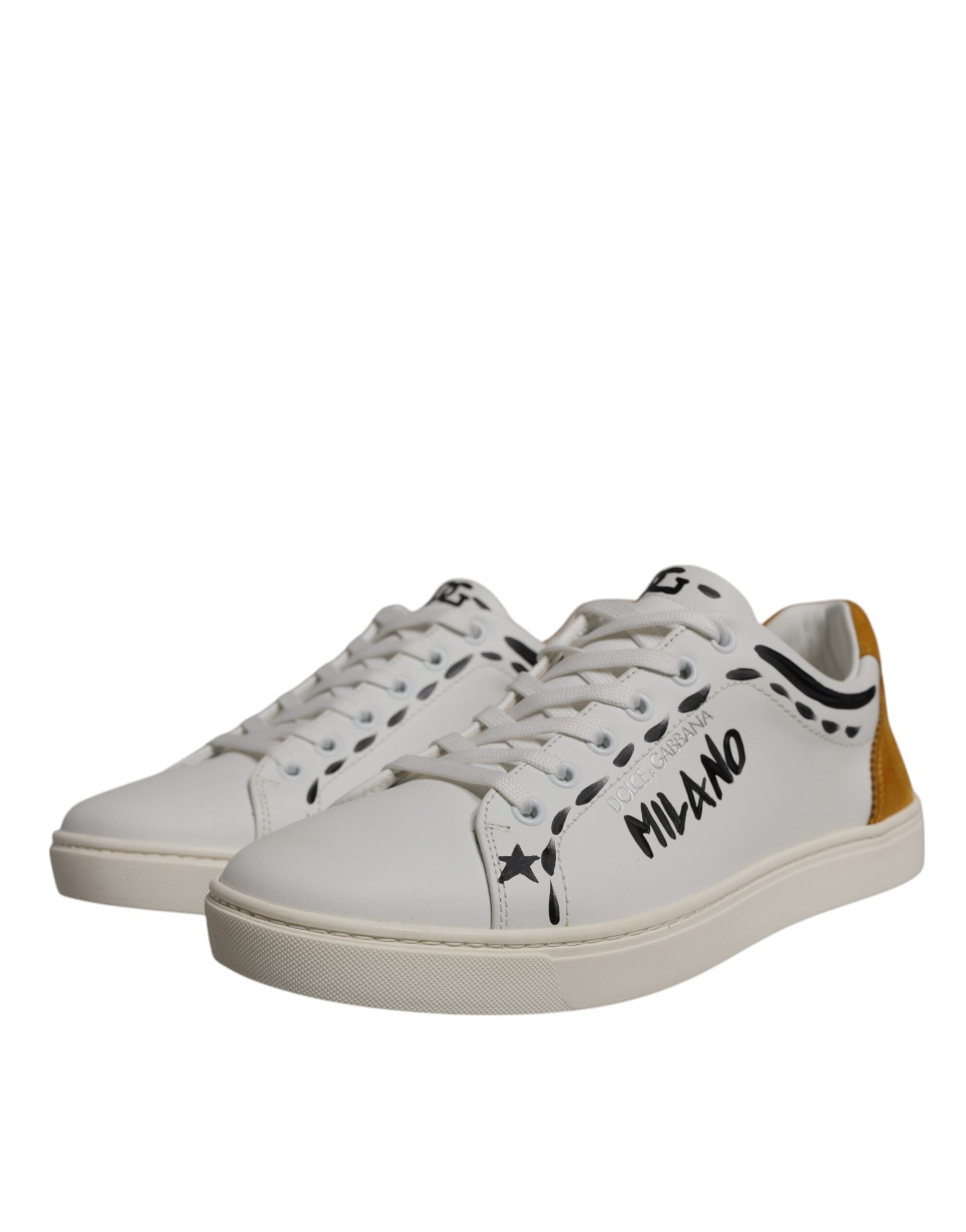 Dolce & Gabbana White Suede Leather Low Top Sneakers Shoes
