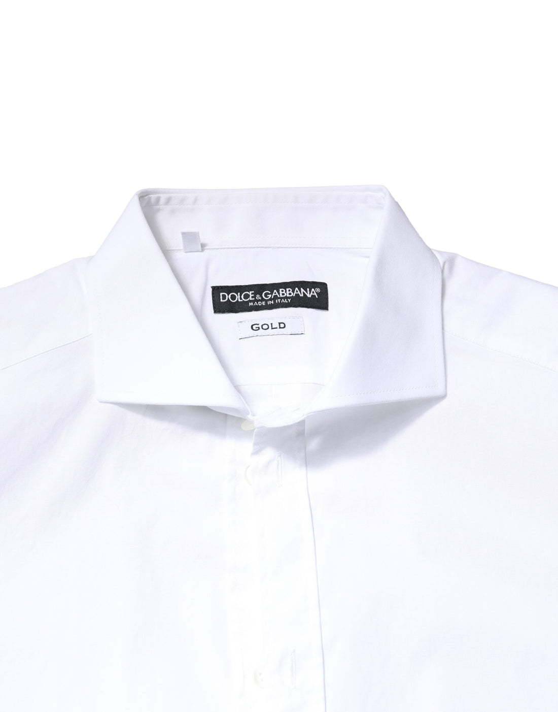 Dolce & Gabbana White GOLD Cotton Long Sleeves Dress Shirt