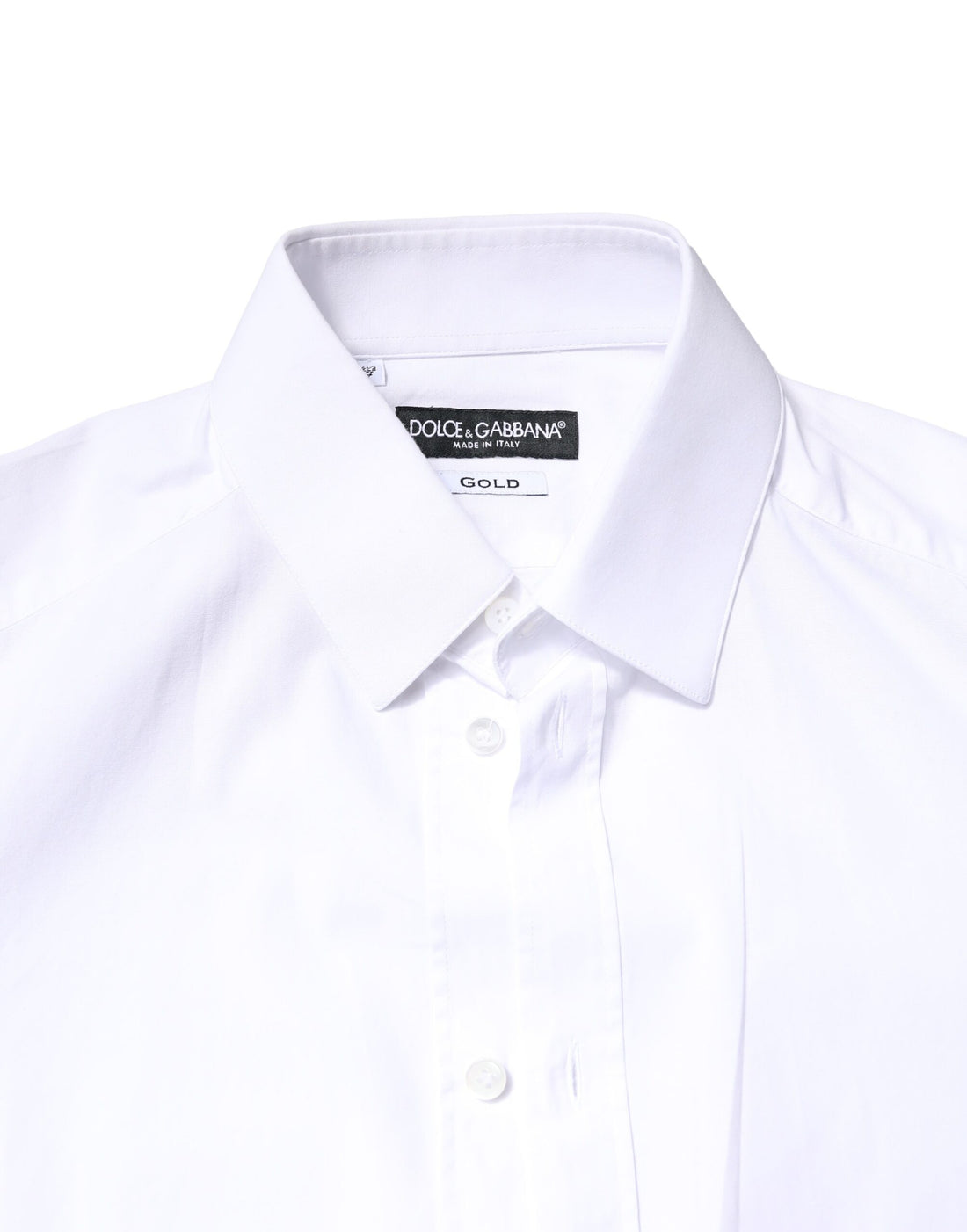 Dolce & Gabbana White GOLD Cotton Long Sleeves Dress Shirt