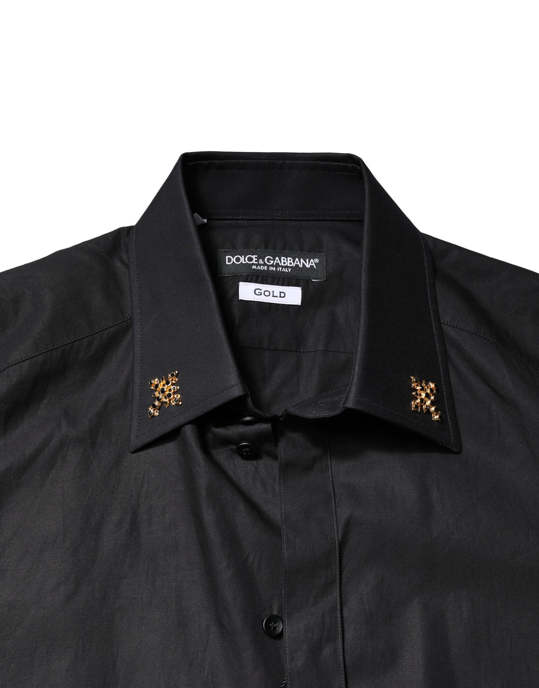 Dolce & Gabbana Black GOLD Cross Embellished Men Dress Shirt
