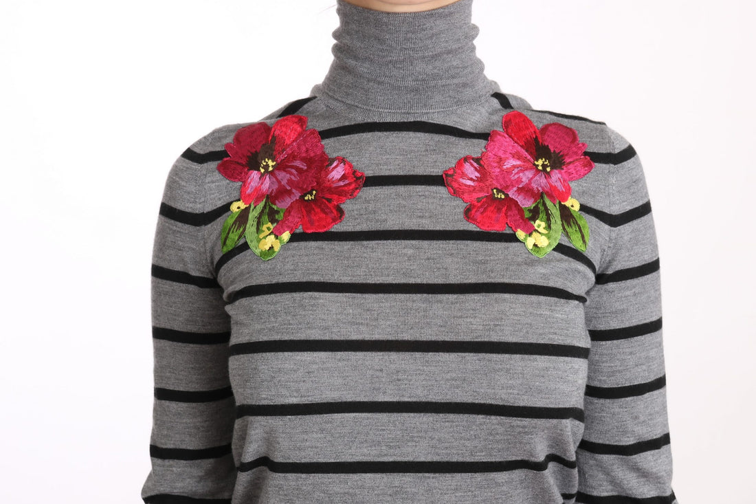 Dolce & Gabbana Gray Cashmere Silk Turtleneck Sweater