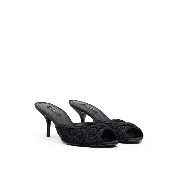 Dolce & Gabbana Black Cotton Mules
