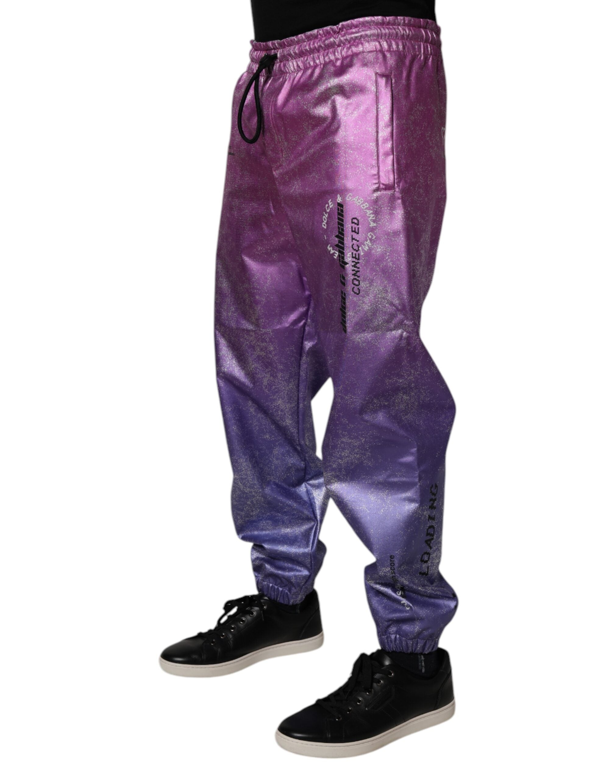 Dolce & Gabbana Pink Purple Two Tone Jogger Sweatpants Pants