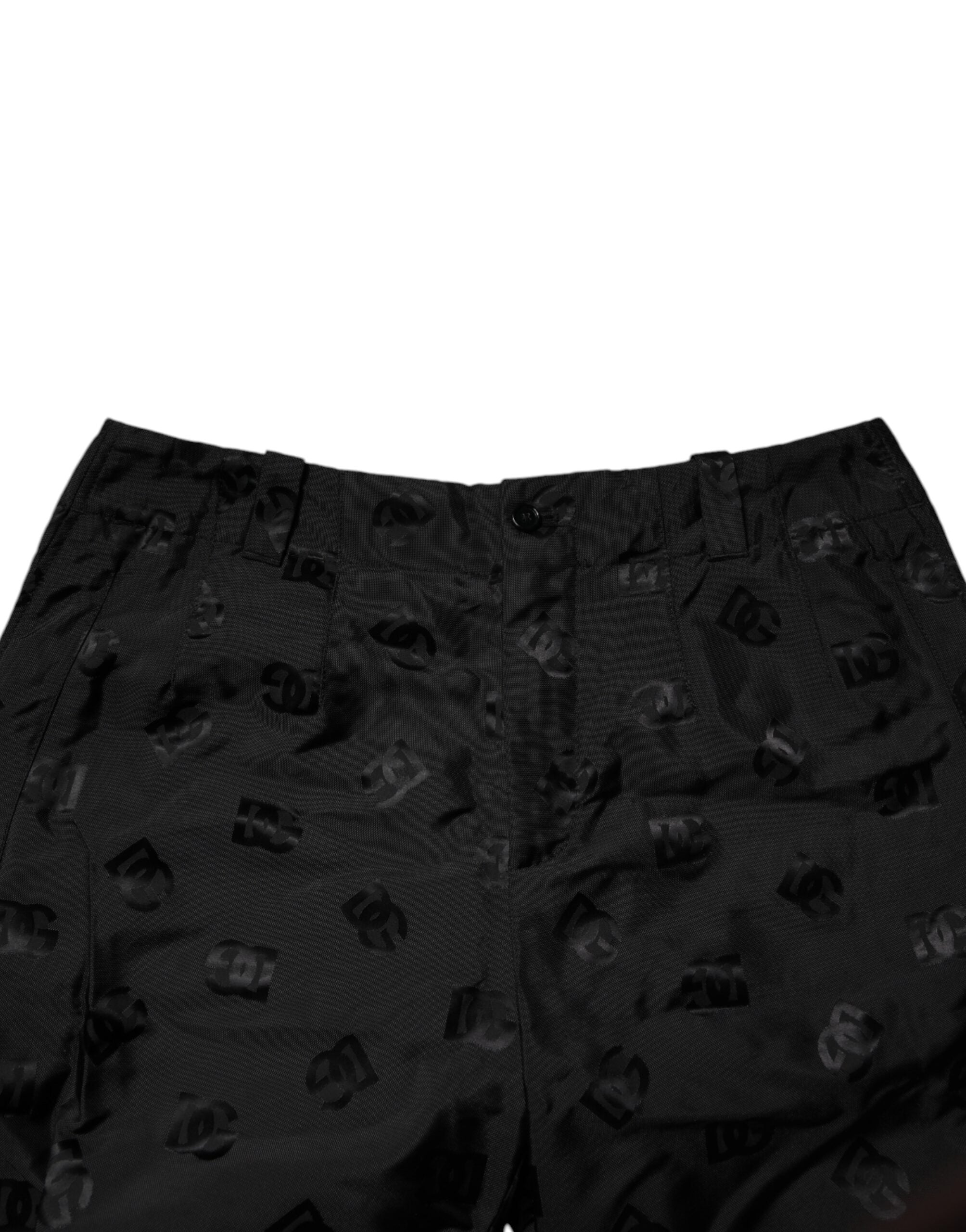 Dolce & Gabbana Black Logo Monogram Straight Pants