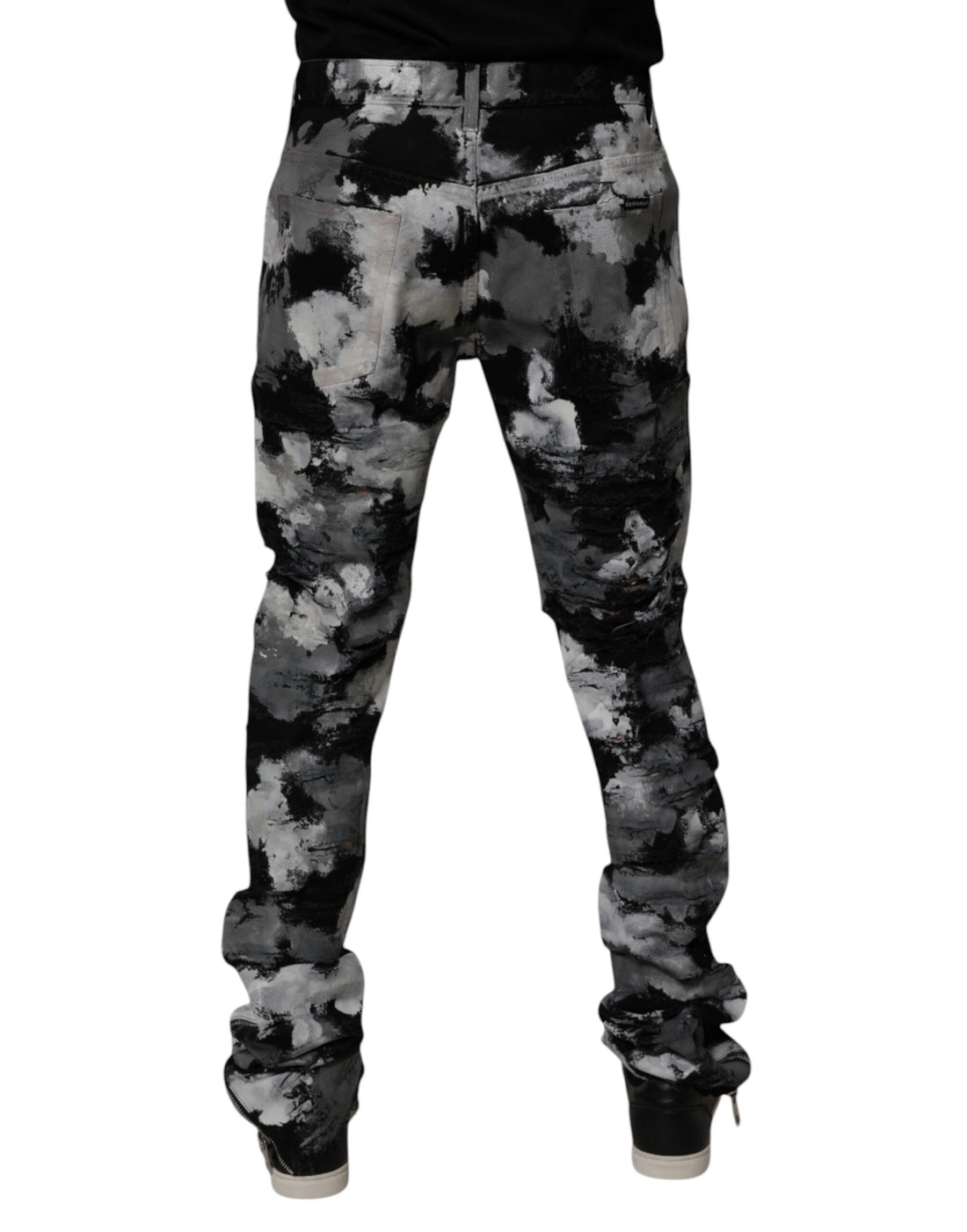 Dolce & Gabbana Multicolor Camouflage Tattered Skinny Denim Jeans