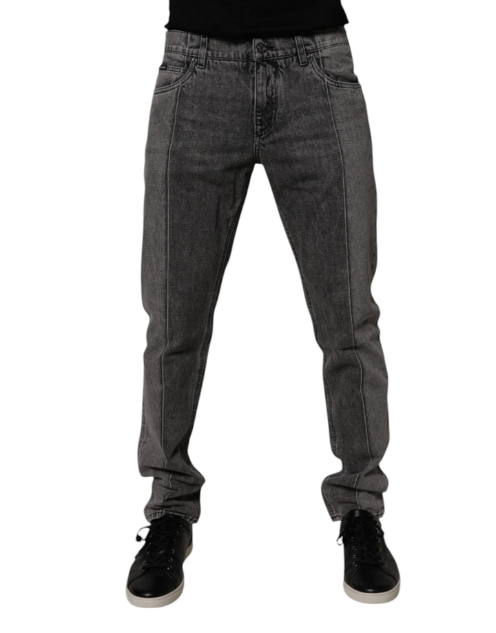 Dolce & Gabbana Two Tone Gray Cotton Denim Jeans
