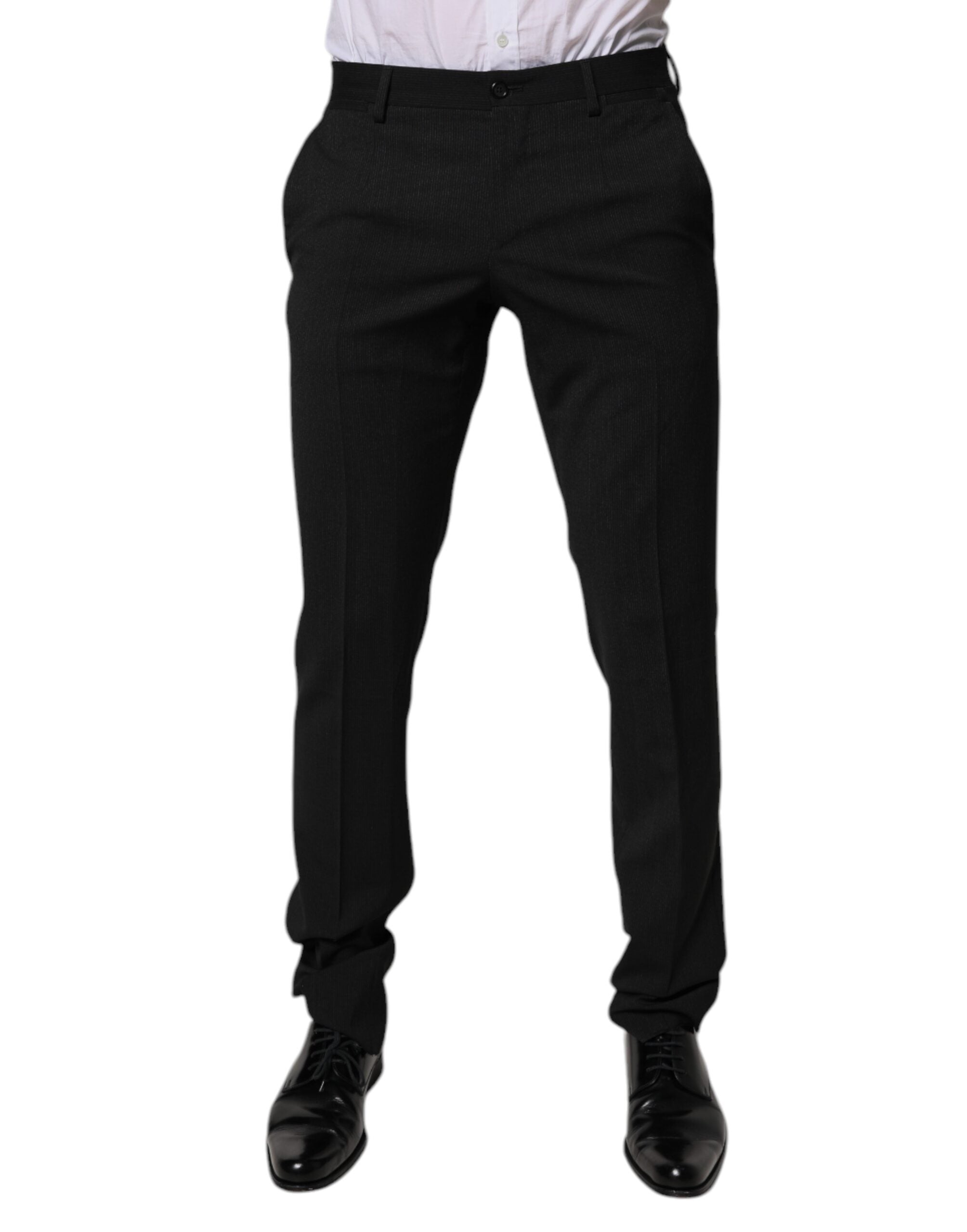 Dolce & Gabbana Black Polyester Tapered Formal Men Dress Pants