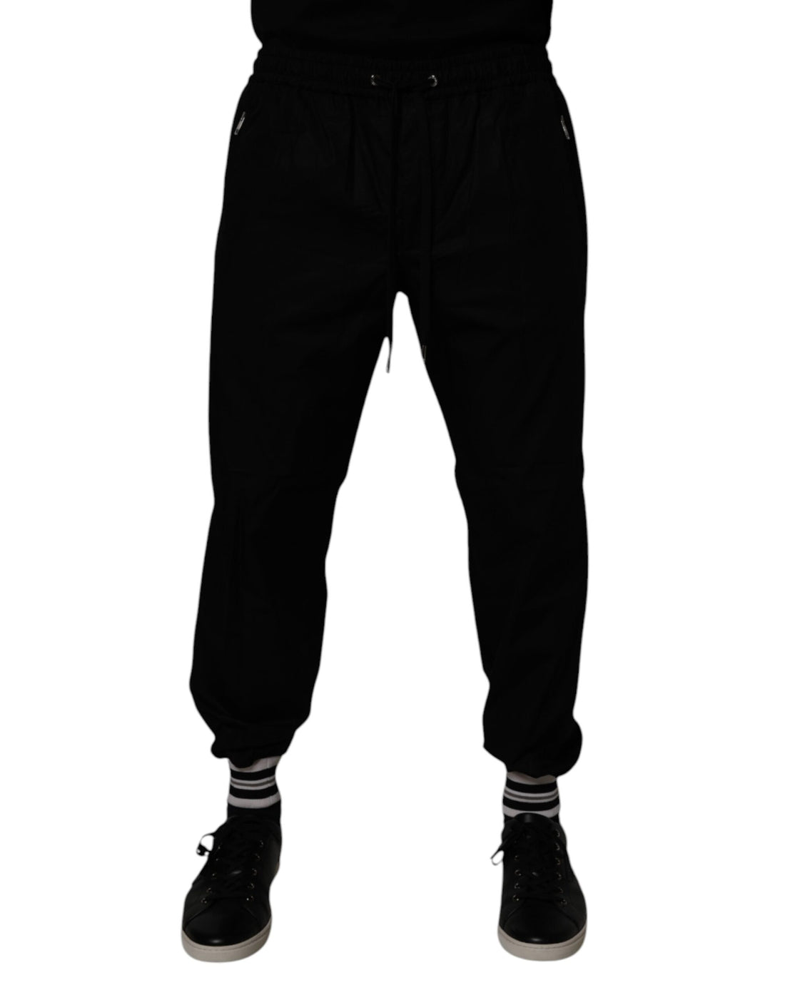 Dolce & Gabbana Black Cotton Men Jogger Sweatpants Pants