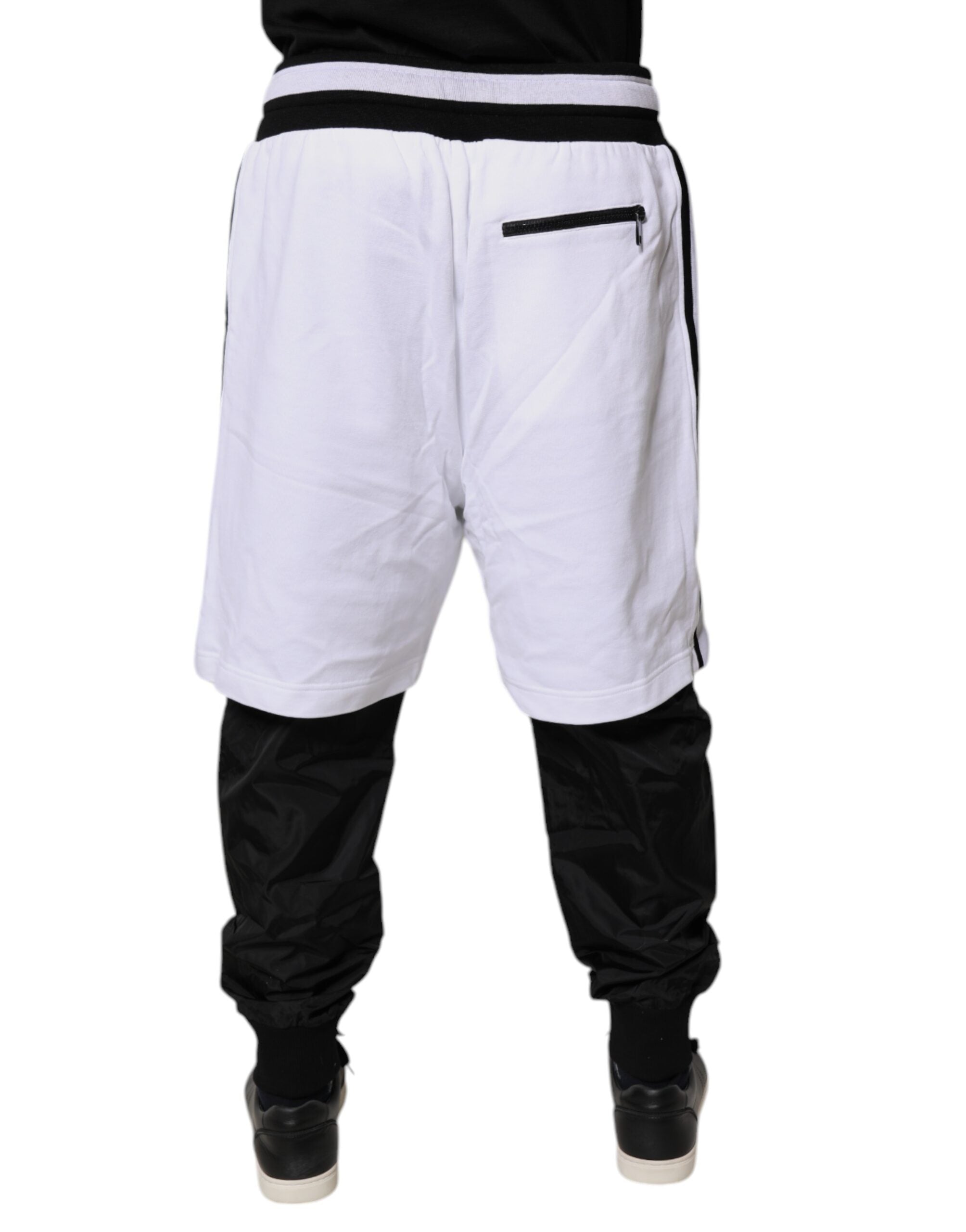 Dolce & Gabbana Black White Cotton Layered Sweatpants Pants