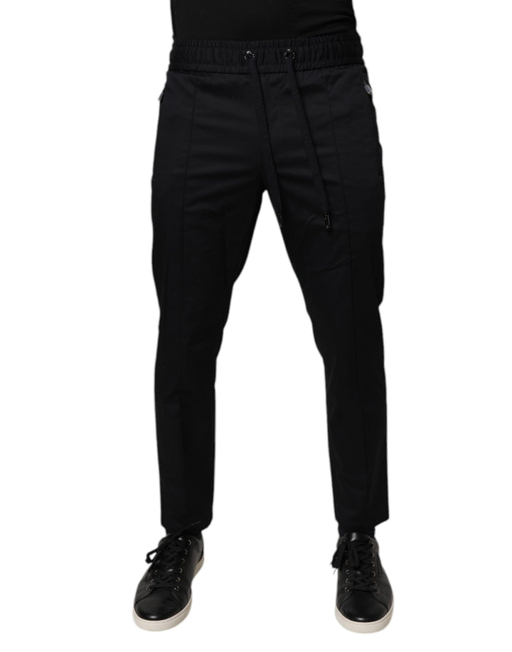 Dolce & Gabbana Dark Blue Cotton Men Jogger Sweatpants Pants