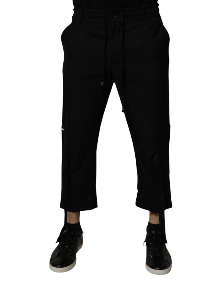 Dolce & Gabbana Black Polyester Men Cropped Pants