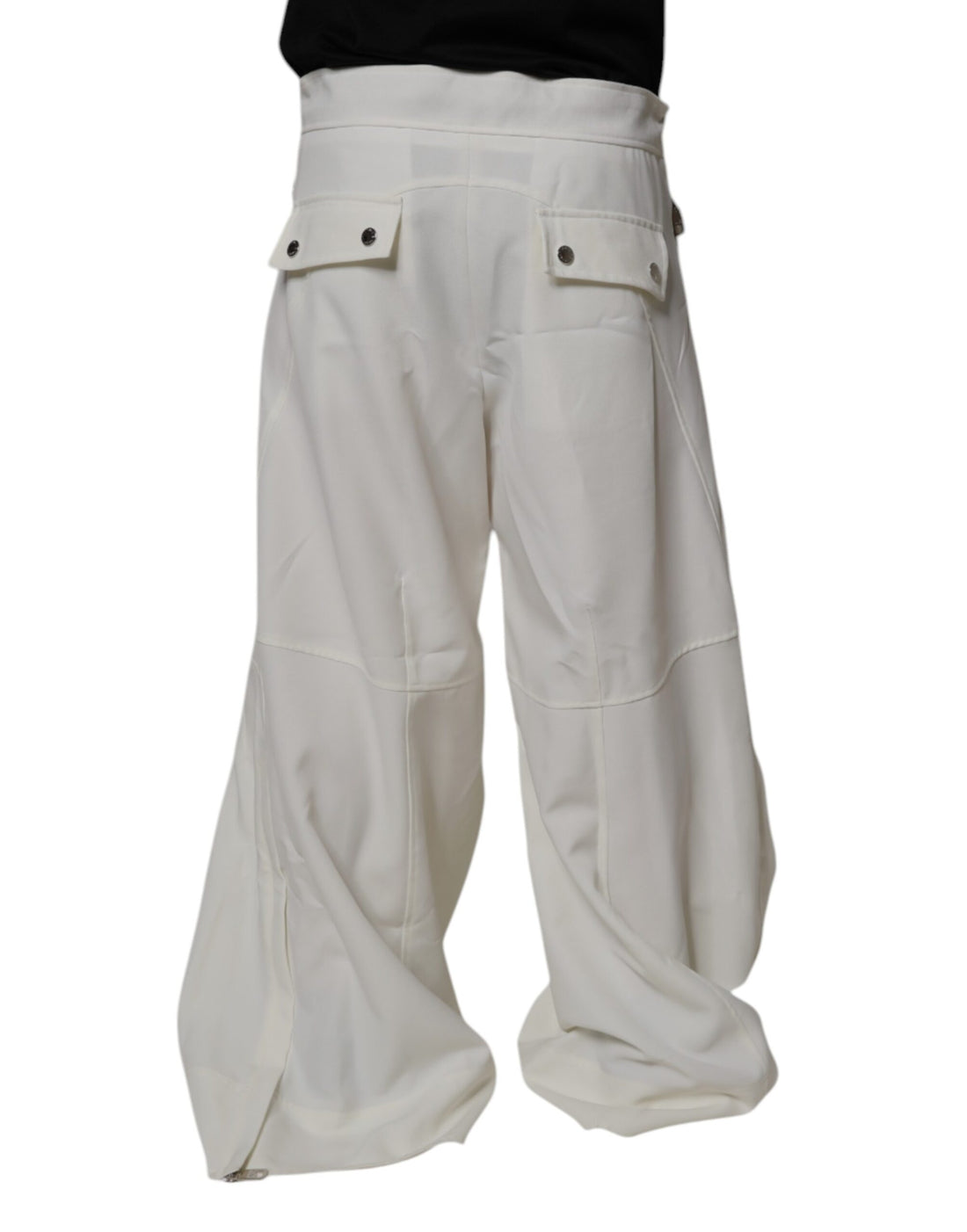 Dolce & Gabbana White Mid Waist Wide Leg Pants